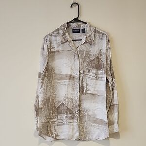 Liz Claiborne Scenic Print Button-Up Shirt